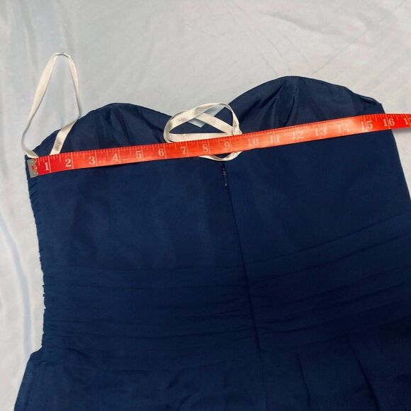 David's Bridal Dress Sz 2 Navy Blue Strapless Chiffon Brides Formal Cocktail - Picture 5 of 11